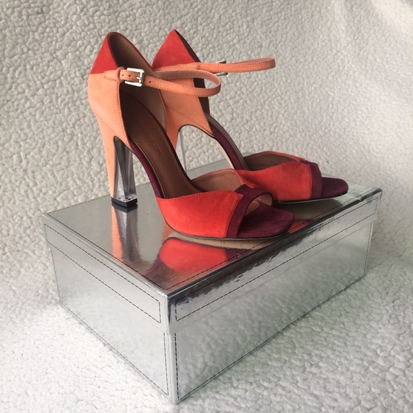 Sigerson Morrison Corista Orange Colourblock Lucite Open-toe Heels - Picture 1 of 16